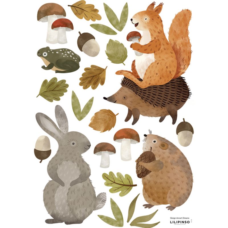 Planche de stickers A3 animaux de la forêt Caribou Lilipinso