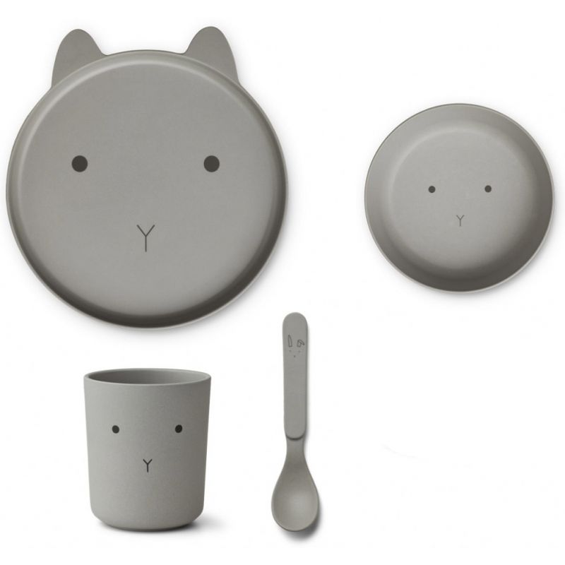 Coffret repas en bioplastique Brody lapin dove blue (4 pièces) Liewood