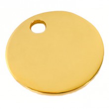 Bracelet empreinte pastille 14.8 mm trou rond sur cordon (or jaune 750°)   par Les Empreintes