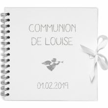 Album photo communion personnalisable blanc et argent (20 x 20 cm)  par Les Griottes