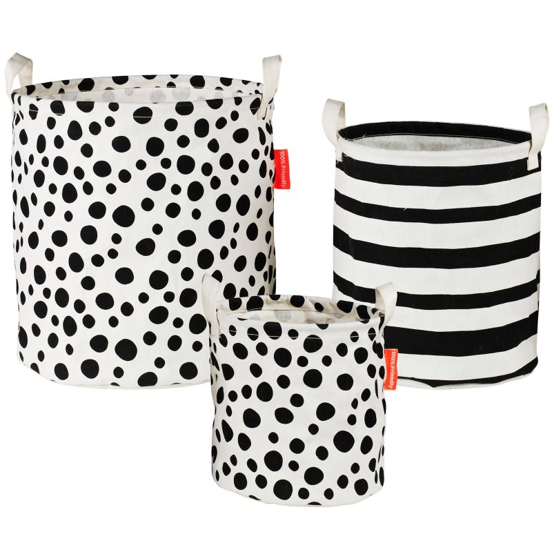 Lot de 3 paniers à jouets noir et blanc Done by Deer