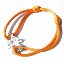 Bracelet cordon silhouette ajourée petite fille 20 mm (or blanc 750°)  par Loupidou