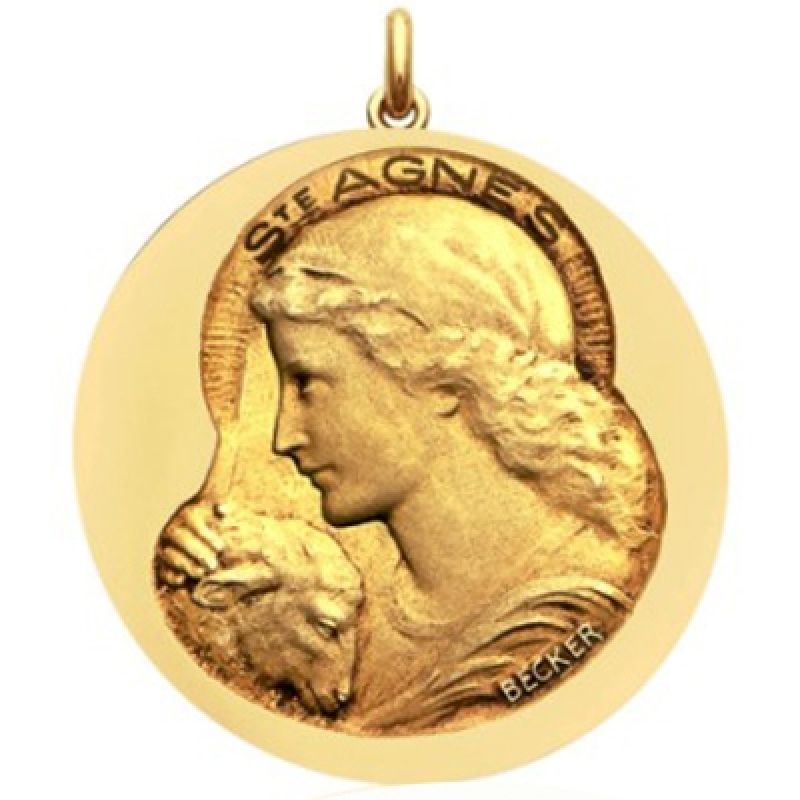 Médaille Sainte Agnès (or jaune 750°) Becker