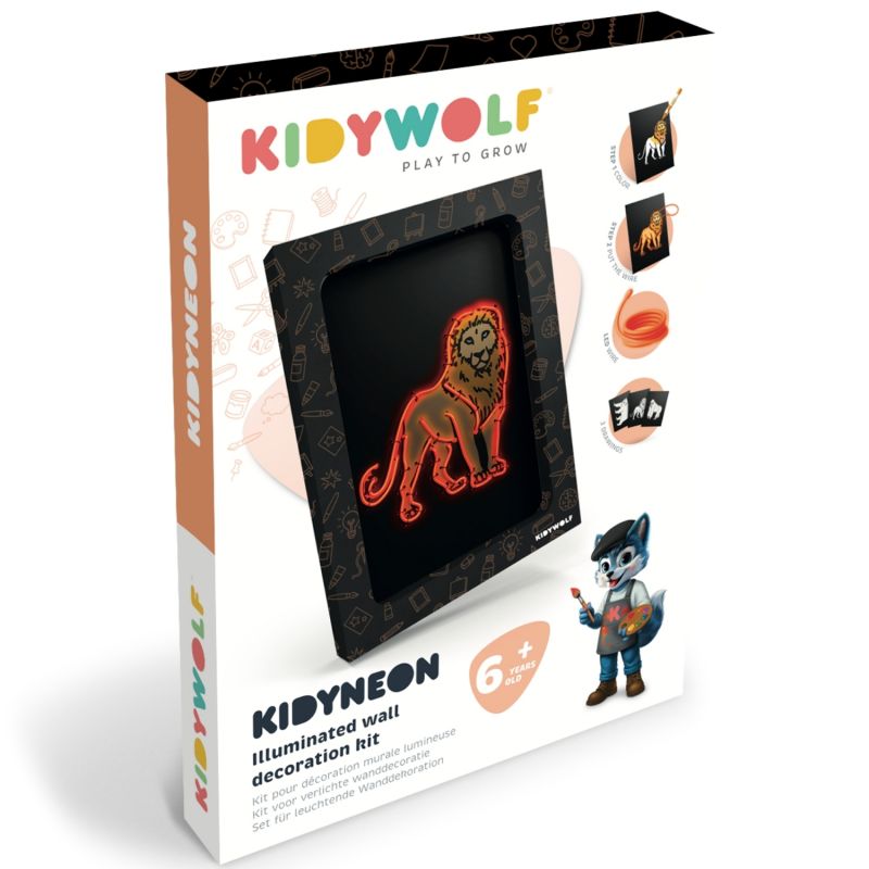 Kit création déco murale lumineuse KIDYNEON Animaux KIDYWOLF Packaging 7