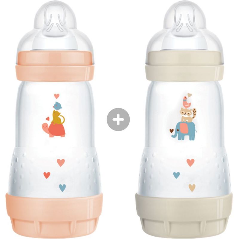 Lot de 2 biberons anti-colique débit 2 moyen (260 ml) MAM