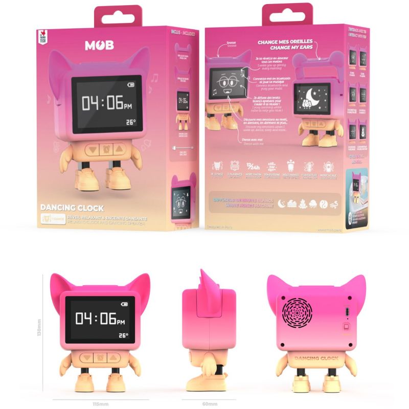 Réveil Dancing Clock Pink MOB Packaging 9