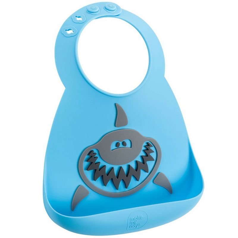 Bavoir silicone à poche Requin bleu et gris Make My Day