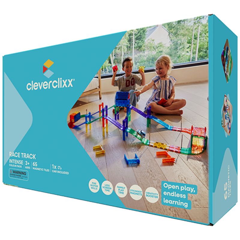 Kit de construction magnétique Circuit de voitures Intense (65 pièces) Cleverclixx Produit 1