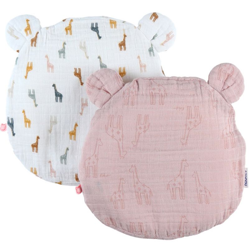 Lot de 2 coussins tête d'ours Mix & Match rose (20 cm) Noukie's