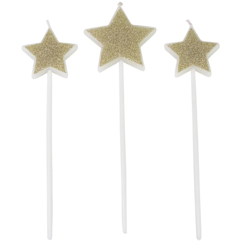 Lot de 3 bougies d'anniversaire étoile Arty Fêtes Factory