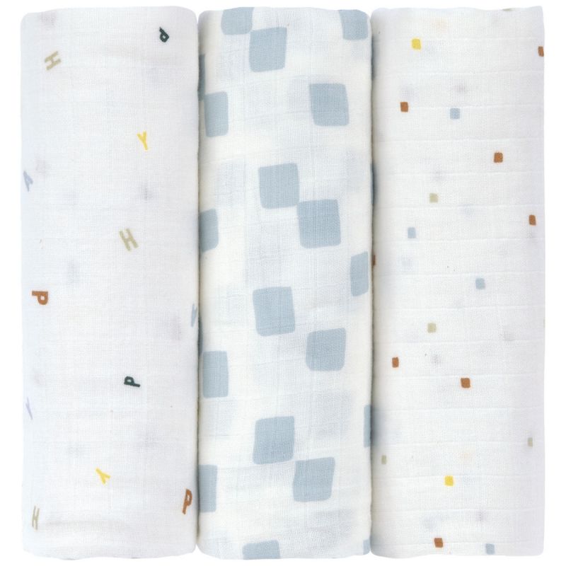 Lot de 3 langes en mousseline GOTS Happy Fruits bleu (85x85 cm) Lässig Produit 3