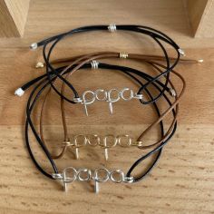 Bracelet cordon coton ciré Papa argent (personnalisable)