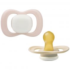 Lot de 2 sucettes phosphorescentes en latex Blush-Latte (0-6 mois) - B.Box