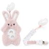 Set attache-sucette peluche lapin et attache-sucette rose clair - Infantino