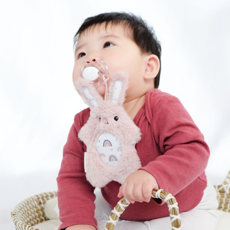 Set attache-sucette peluche lapin et attache-sucette rose clair Infantino Ambiance 5