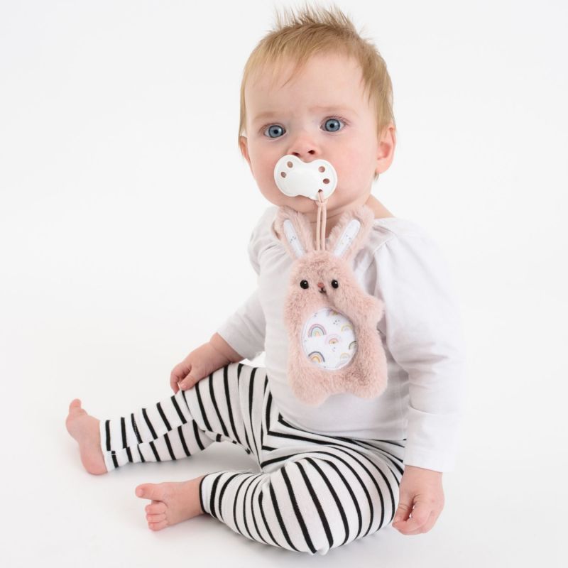 Set attache-sucette peluche lapin et attache-sucette rose clair Infantino Ambiance 6