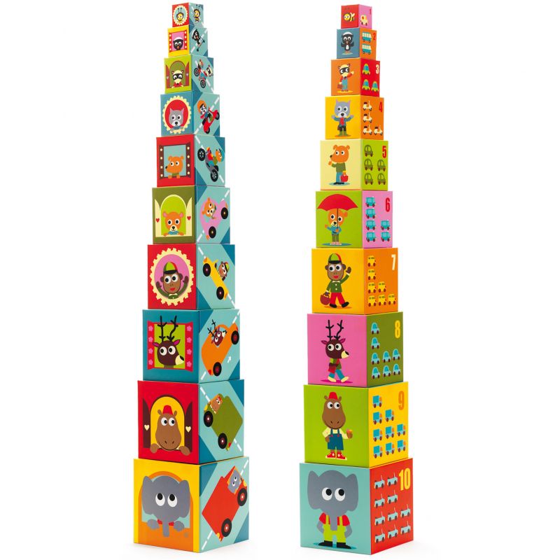 Cubes empilables véhicules (10 cubes) Djeco