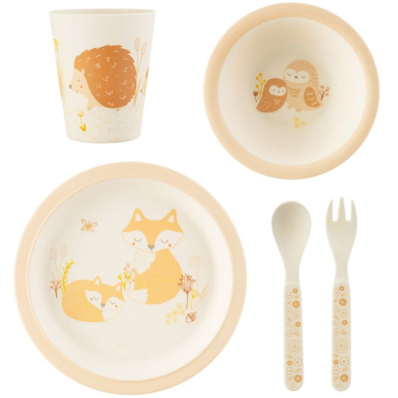 Coffret repas en bambou Woodland Baby (5 pièces) sass & belle