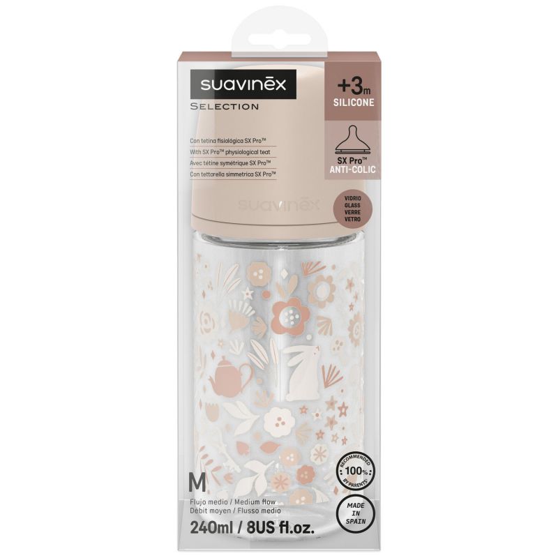 Biberon en verre tétine SXPro M Wonderland Rose (240Ml) Suavinex Produit 3