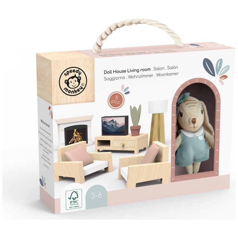 Salon pour maison de poupée avec lapin Speedy Monkey Packaging 3