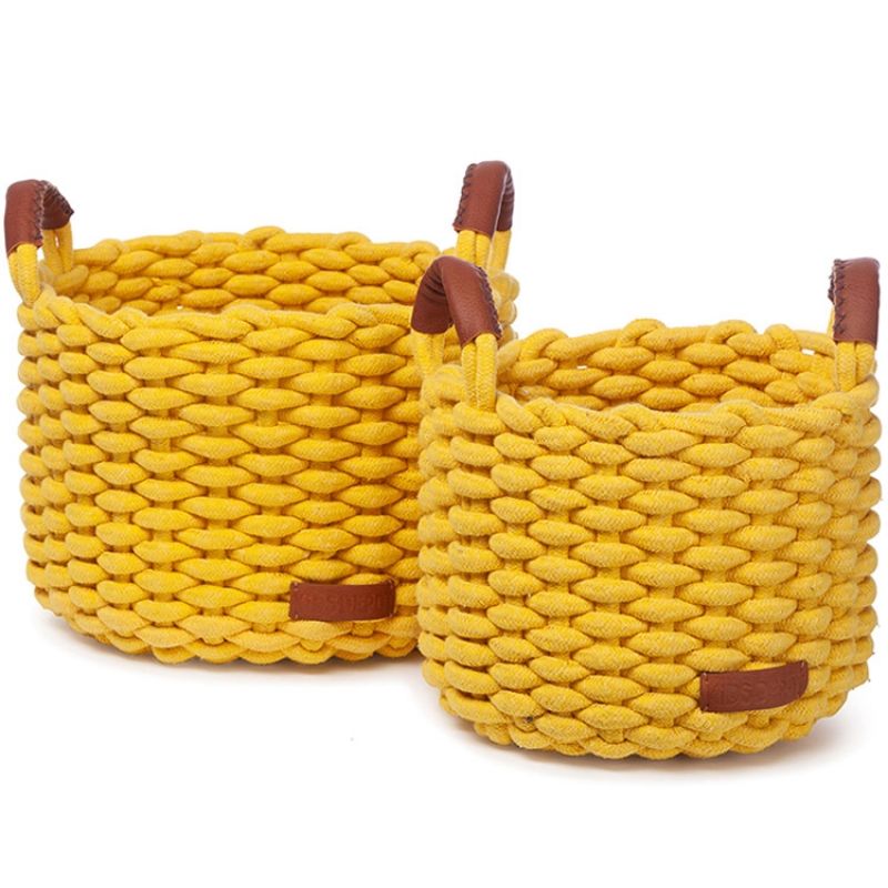 Lot de 2 paniers de rangement Korbo jaune (28 x 20 cm) Kids Depot