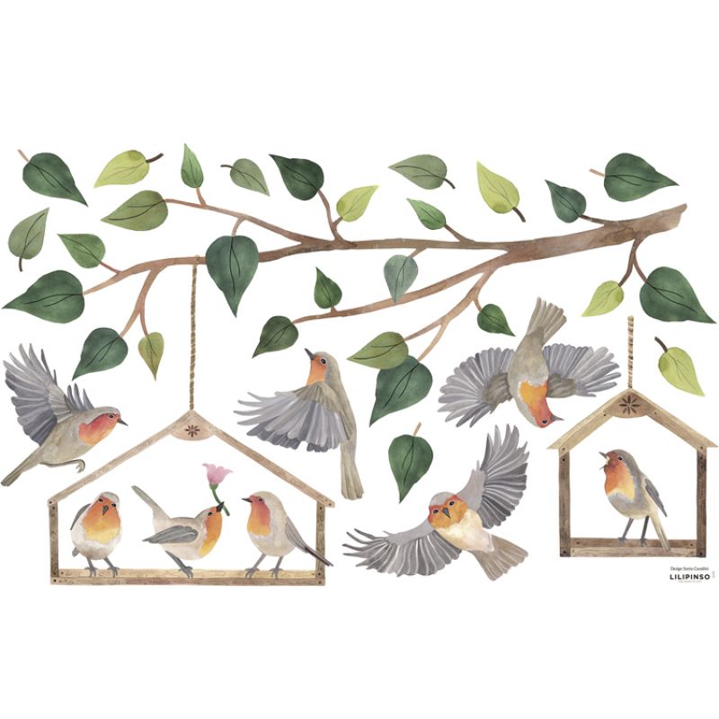 Planche de stickers M oiseau Queyran Lilipinso