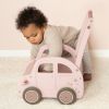 Chariot de marche voiture en bois rose  par Little Dutch