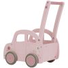 Chariot de marche voiture en bois rose  par Little Dutch