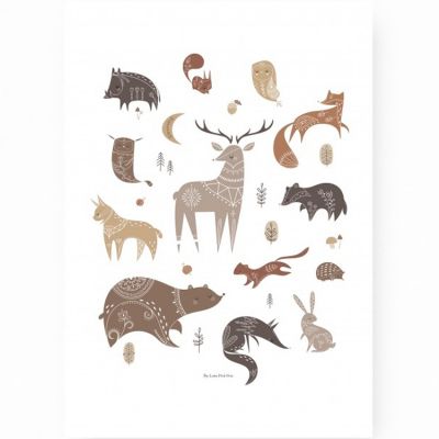 Affiche A3 animaux de la forêt Wood  par Lutin Petit Pois