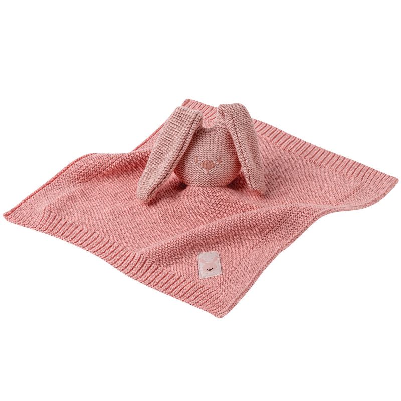 Doudou plat en tricot lapin rose Lapidou Nattou