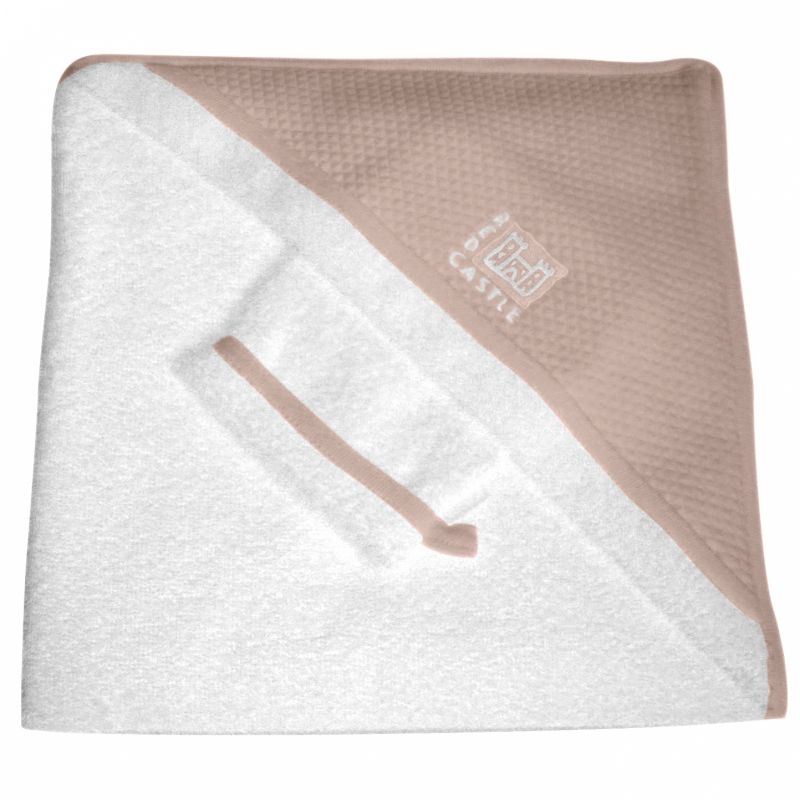Sortie de bain avec gant blanc et taupe (100 x 100 cm) Red Castle