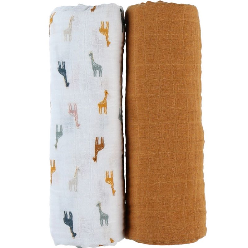 Lot de 2 langes Mux & Match ocre (100 x 100 cm) Noukie's