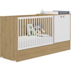 Lit bébé évolutif en lit junior Arthur imitation chêne (60 x 120 cm) - Galipette