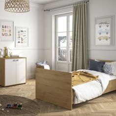 Lit bébé évolutif en lit junior Arthur imitation chêne (60 x 120 cm)