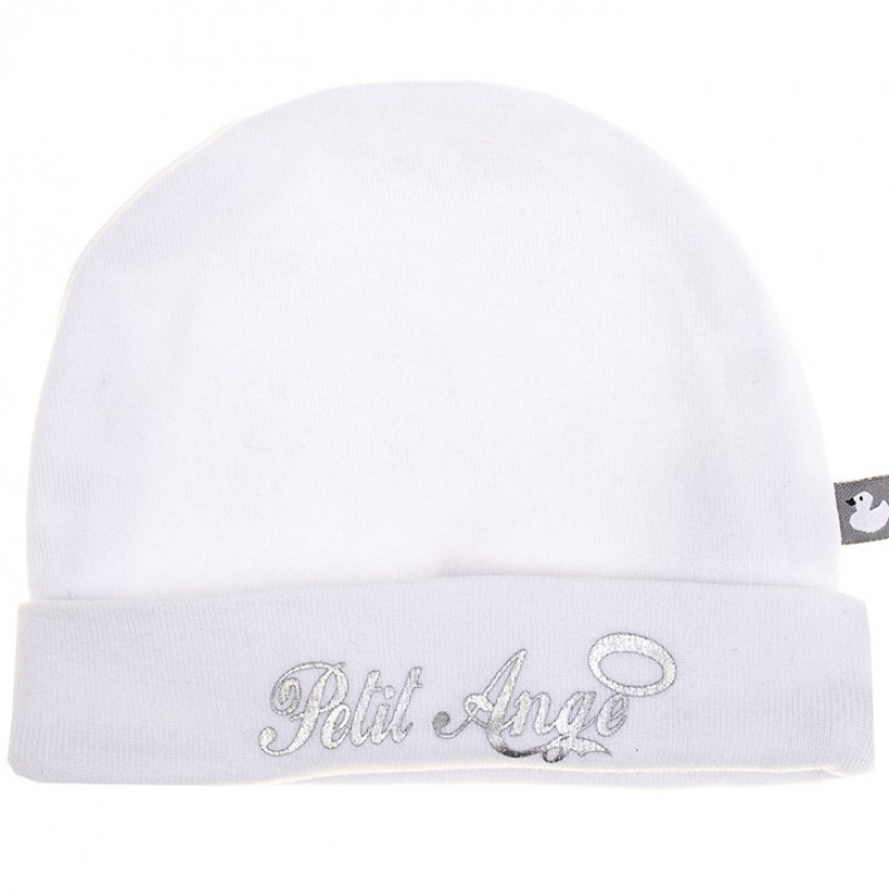 Bonnet de naissance Petit Ange blanc et argent BB & Co