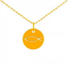 Collier chaîne 40 cm médaille Mini Ichtus 10 mm (or jaune 750°)  par Maison La Couronne