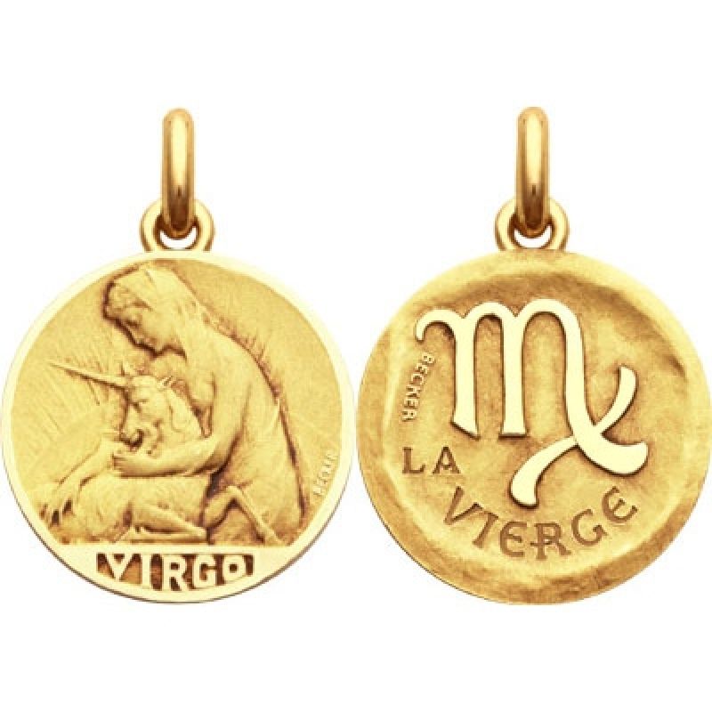 Médaille signe Vierge avec revers (or jaune 750°) Becker