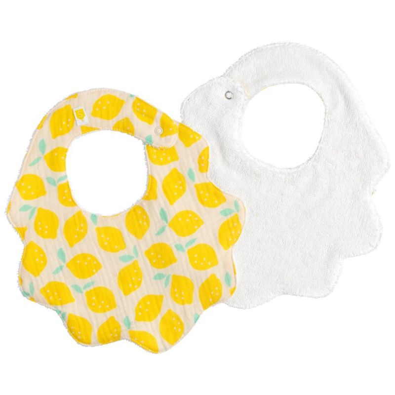 Lot de 2 bavoirs en gaze de coton Pop Citron Sauthon Produit 3