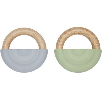 Lot de 2 anneaux de dentition Rainbow Dusty Blue/Green  par OYOY Mini