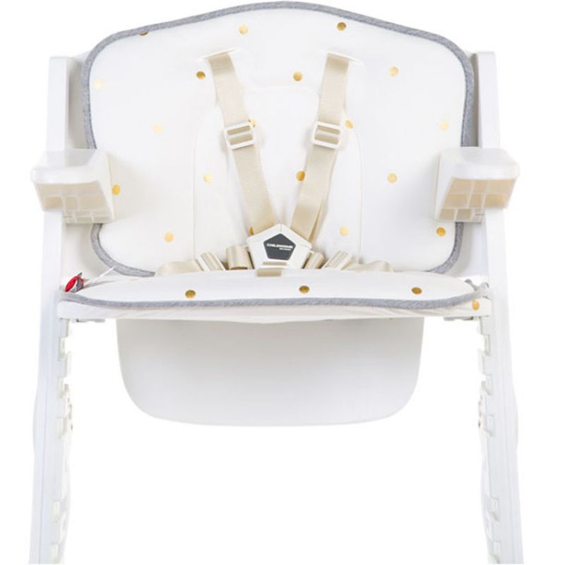 Coussin pour chaise haute Lambda Kitgrow jersey pois dorés Childhome