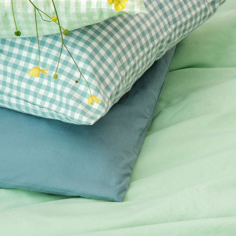 Taie d'oreiller pur coton bio Vert Aqua (40 x 60 cm) Kadolis Ambiance 3