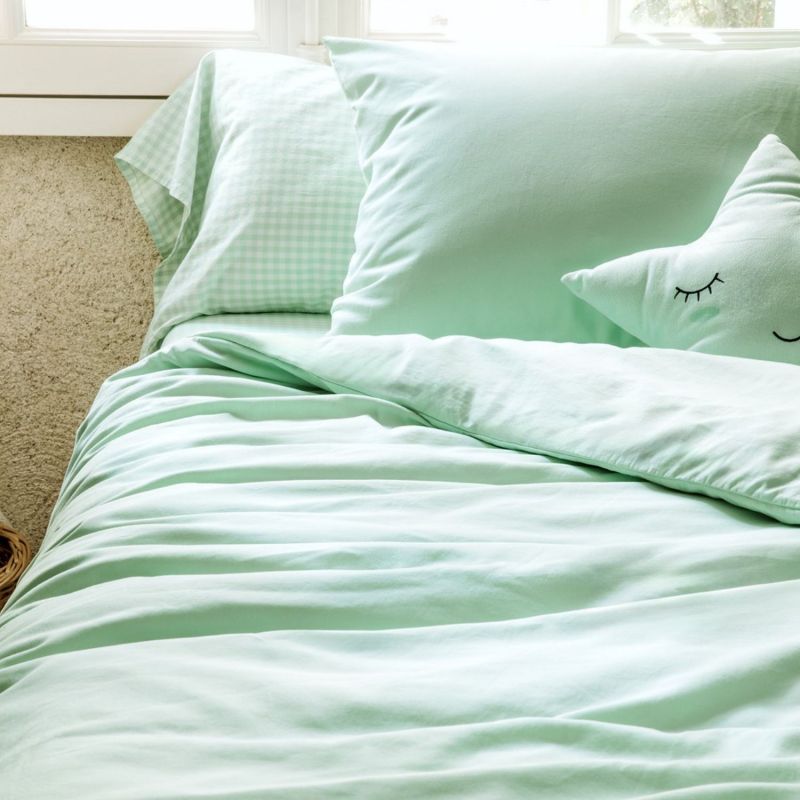 Taie d'oreiller pur coton bio Vert Aqua (40 x 60 cm) Kadolis Ambiance 6