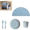 Coffret repas Round Powder Blue (4 pièces) - Mushie