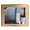 Coffret repas Round Powder Blue (4 pièces)  par Mushie