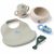 Variation Ecru, gris, bleu du produit Coffret repas Mileah Dino Roar-Dove Blue (5 pièces) de la marque Liewood