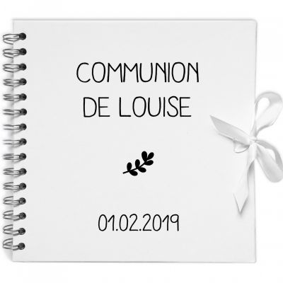 Album photo communion personnalisable blanc et noir (20 x 20 cm) Les Griottes