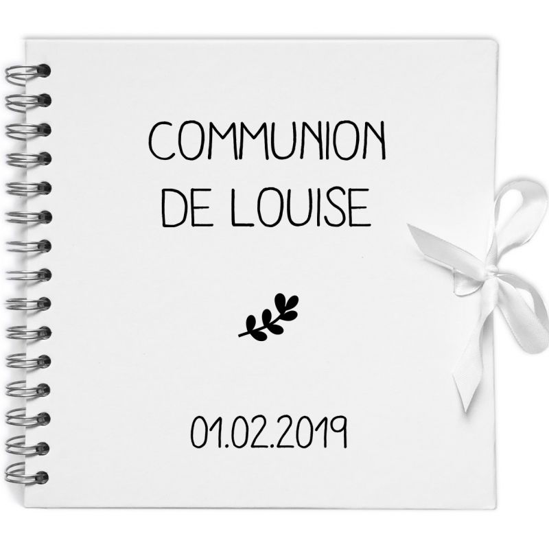 Album photo communion personnalisable blanc et noir (20 x 20 cm) Les Griottes