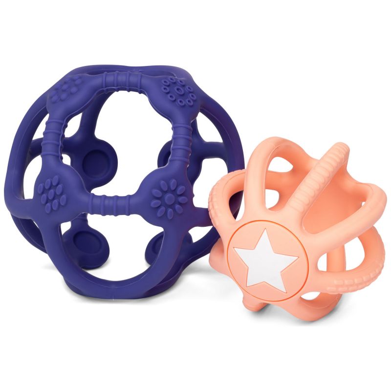 Lot de 2 balles sensorielles en silicone Bleu et rose Little L Produit 3