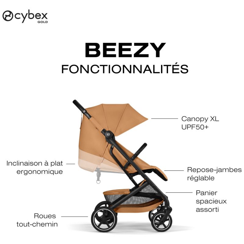 Poussette Compacte et Citadine Beezy 2026 Châssis Noir Cinnamon Yellow Cybex Produit 3