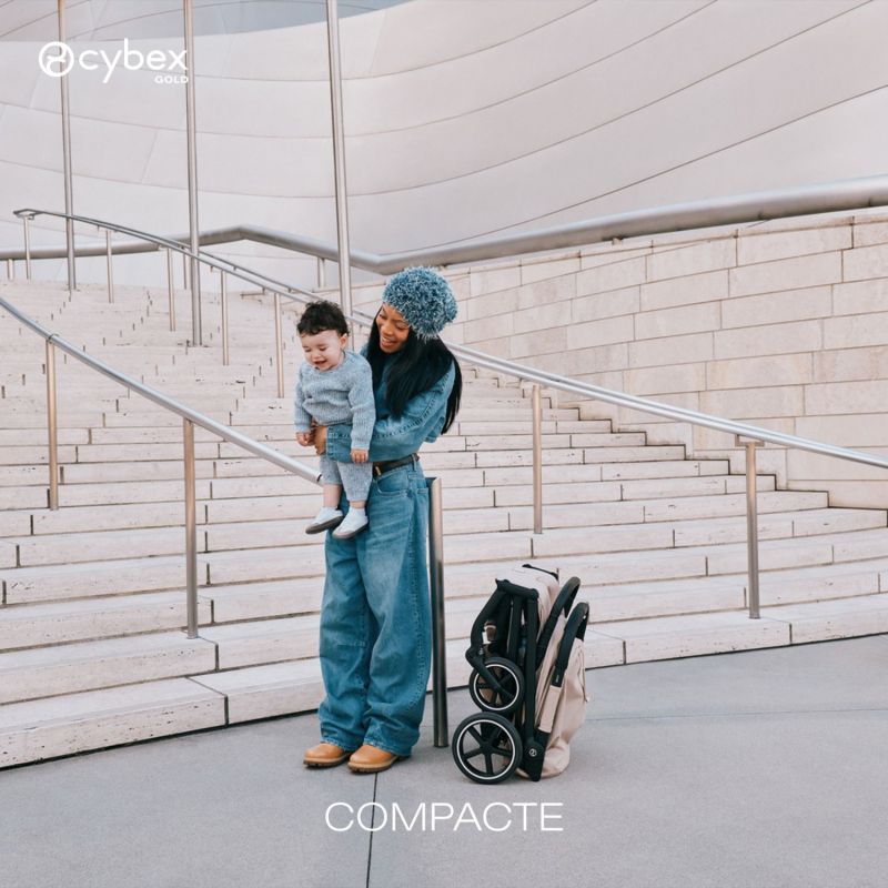 Poussette Compacte et Citadine Beezy 2026 Châssis Noir Cinnamon Yellow Cybex Ambiance 8